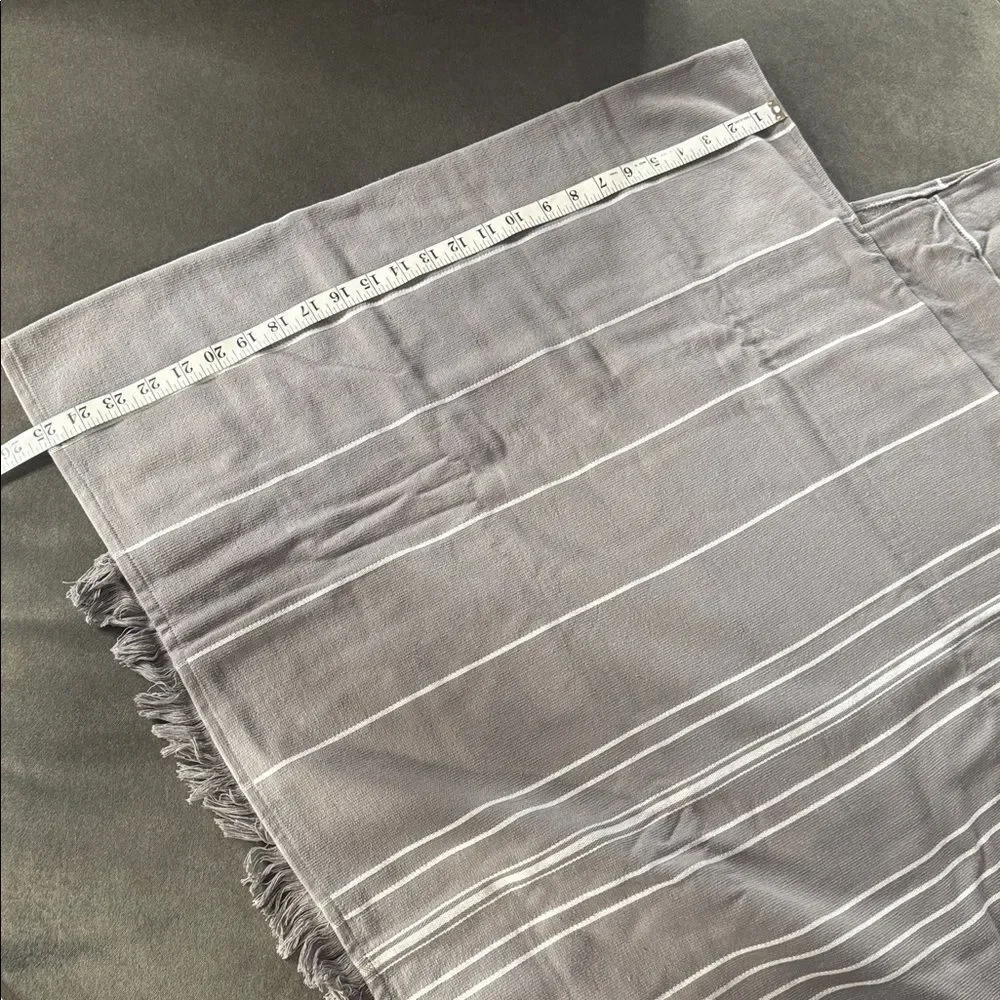 Adult Unisex Gray Striped Poncho Towel & Headband 100% Cotton Turkish Robe NEW